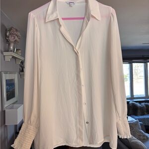 Express Cream Button-Up Blouse